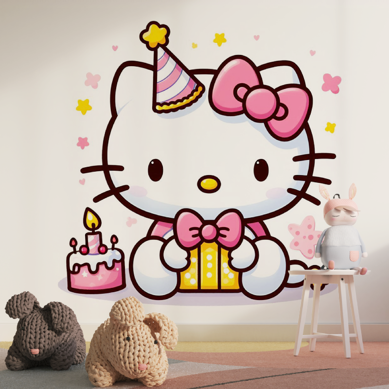 Papier peint hello kitty illustration tapisserie pour fille