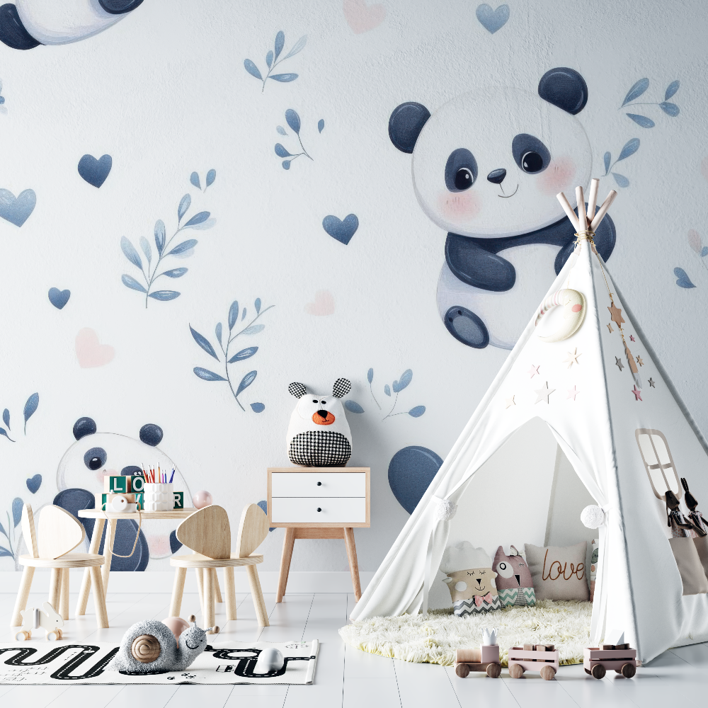 Papier peint panda mignon chambre bebe