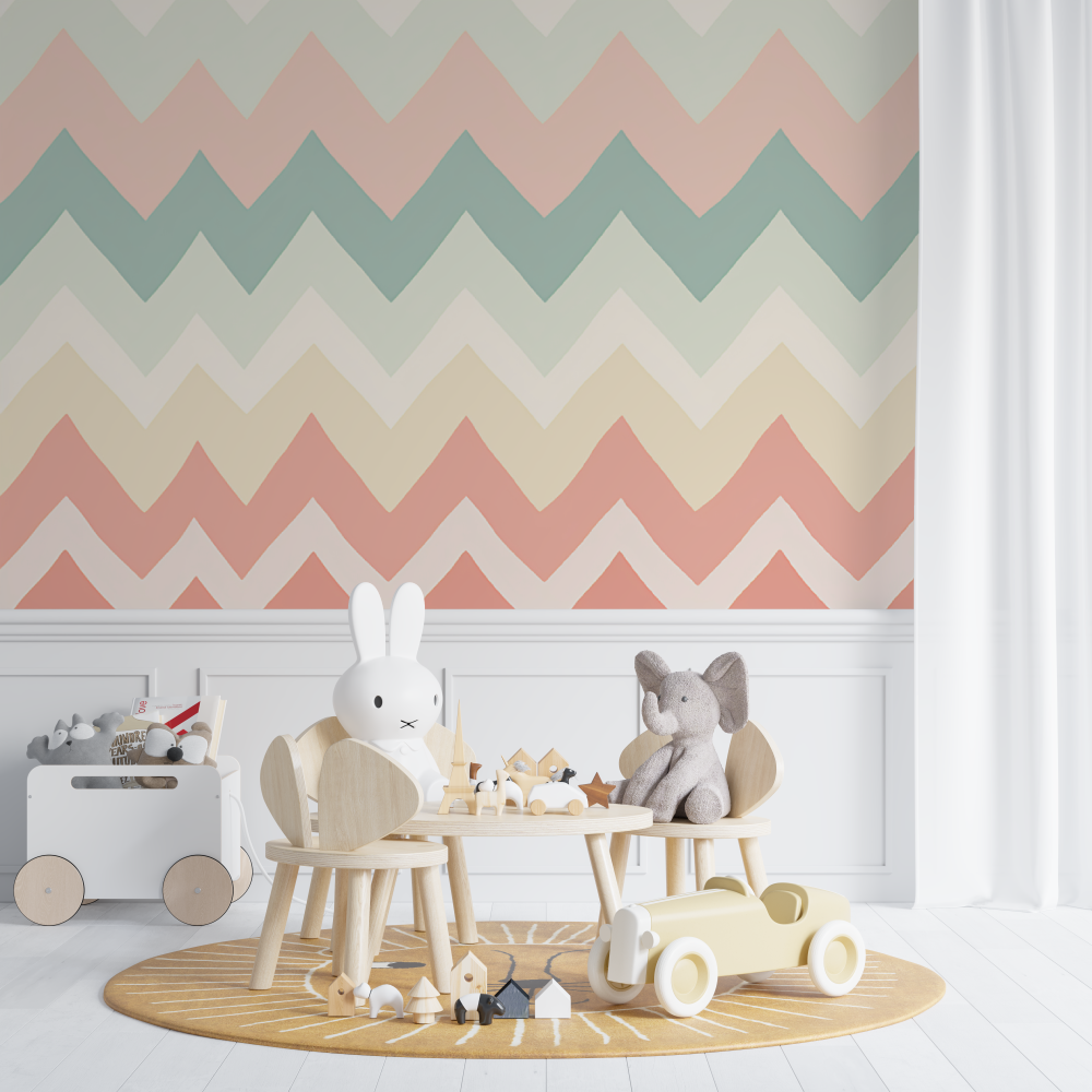 Papier peint bébé Motifs chevrons design - chambre bébé