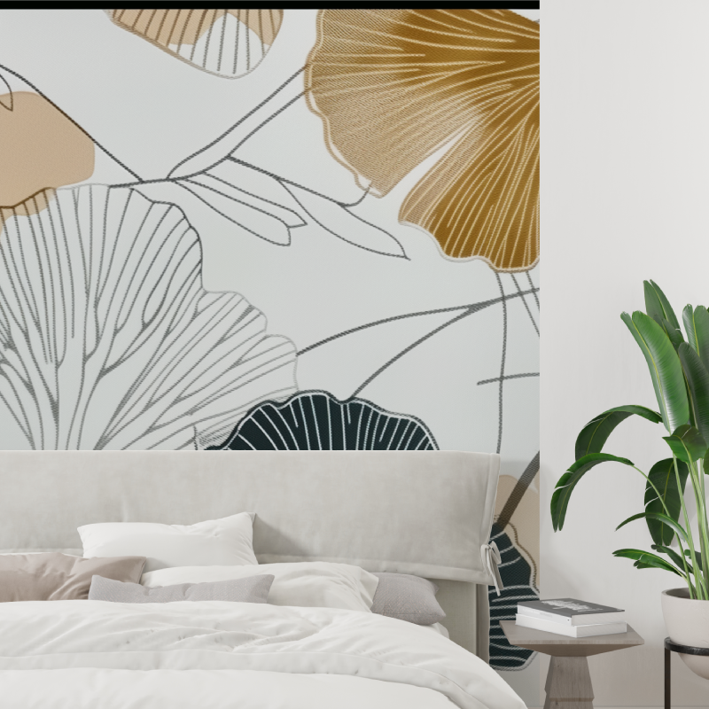 Papier peint panoramique gingko de luxe tapisserie tendance