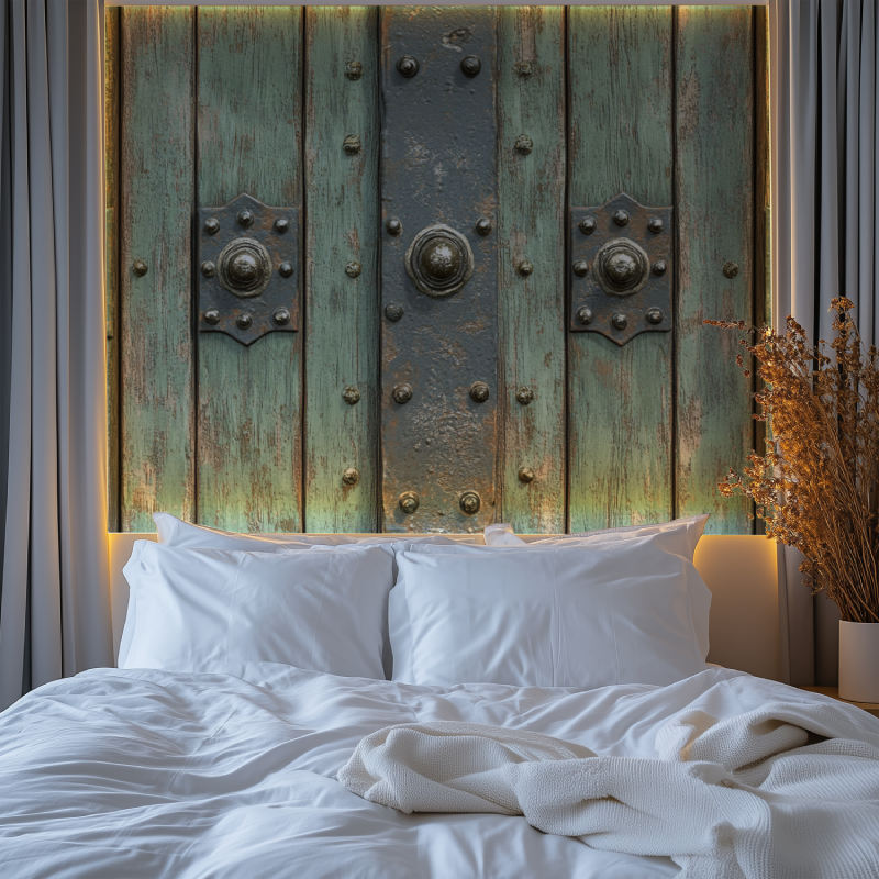 Papier peint trompe l oeil porte chambre premium