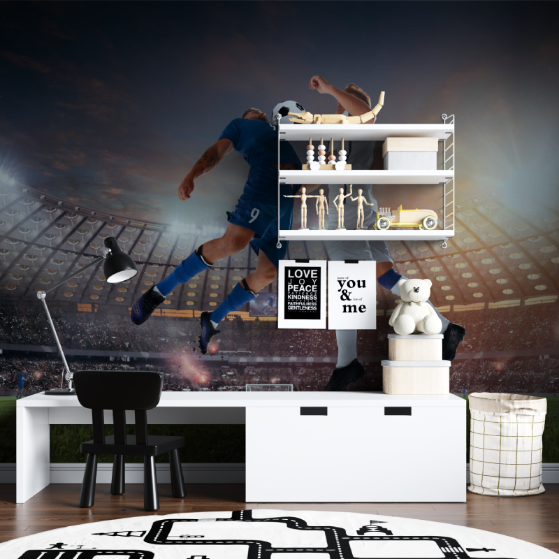 Papier peint joueurs de foot tapisserie chambre ados