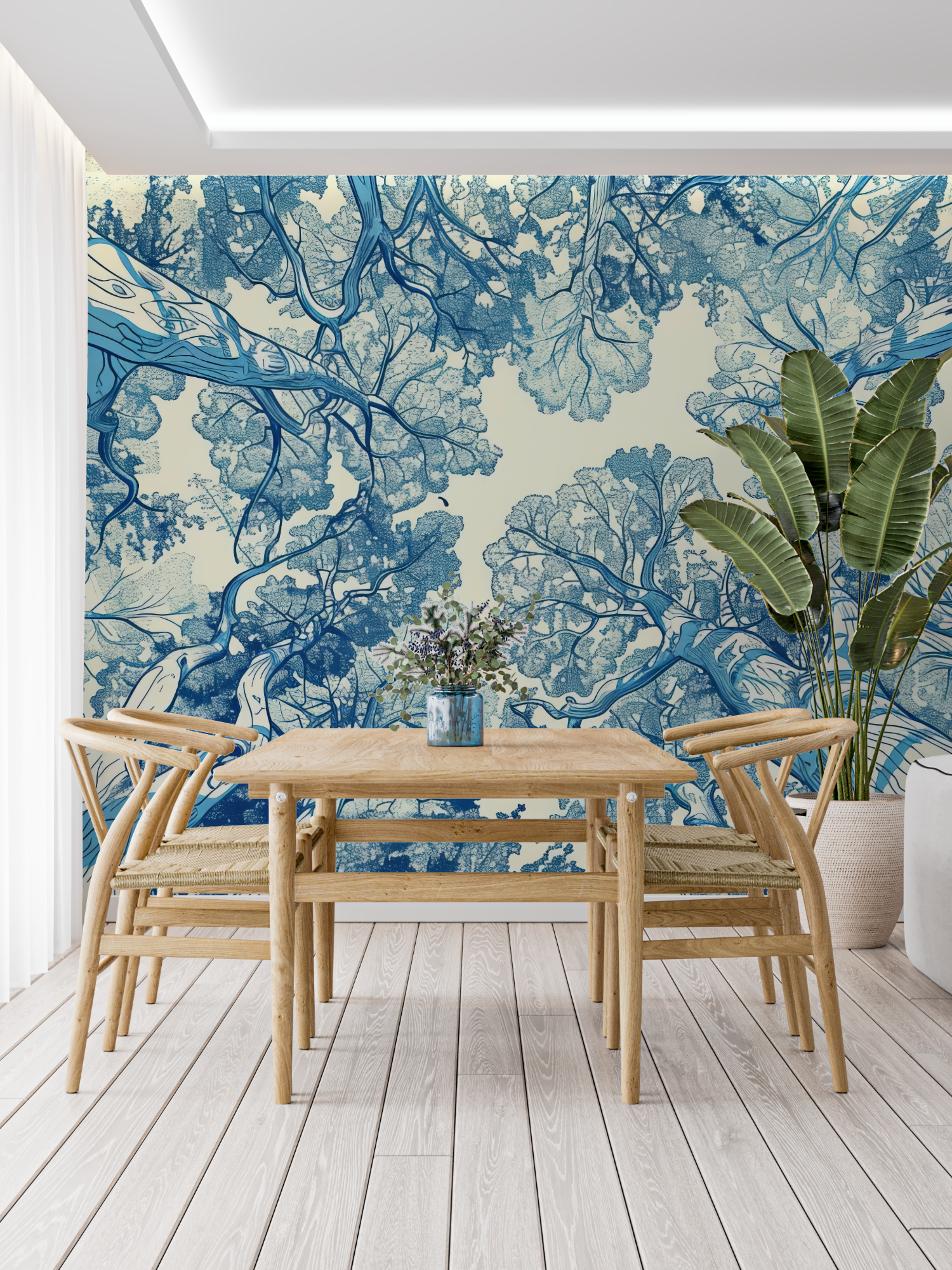 Papier Peint Toile De Jouy Revisité - trompe l'oeil