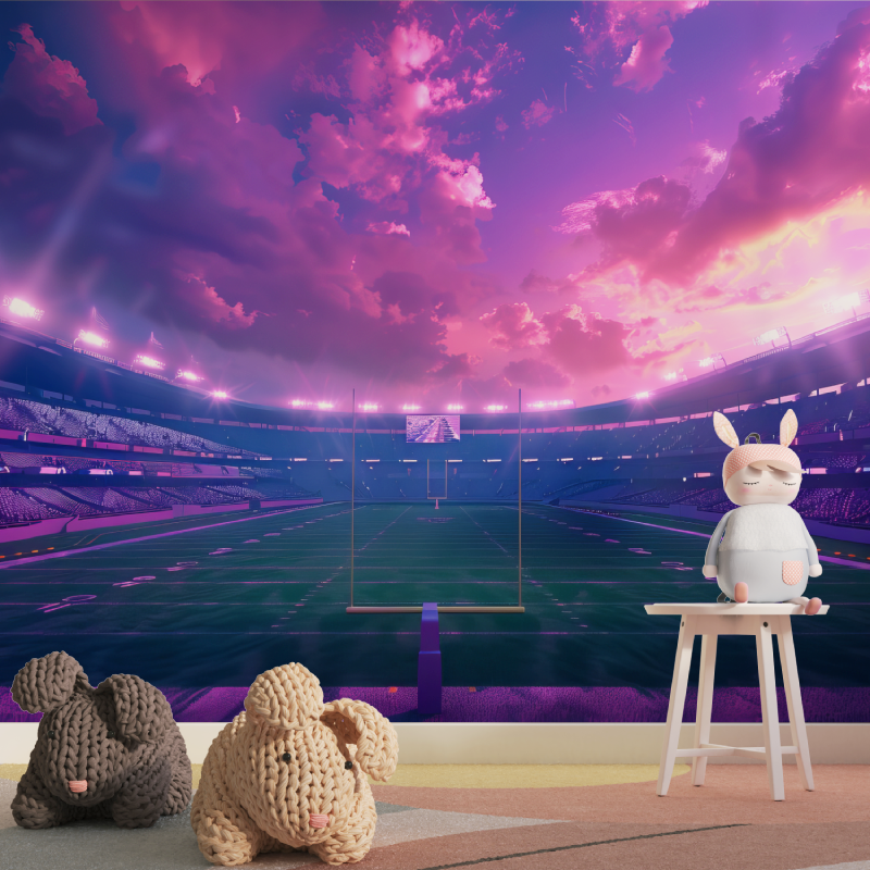 Papier peint stade de foot fille tapisserie pour fille