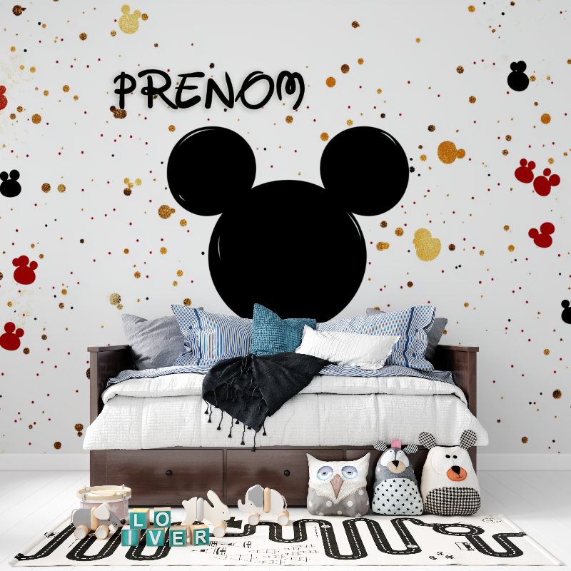Papier peint prenom mickey panoramique garcon