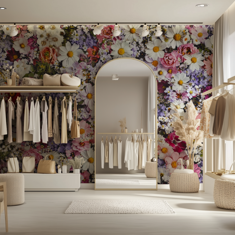 Papier peint fleur cosmos dressing