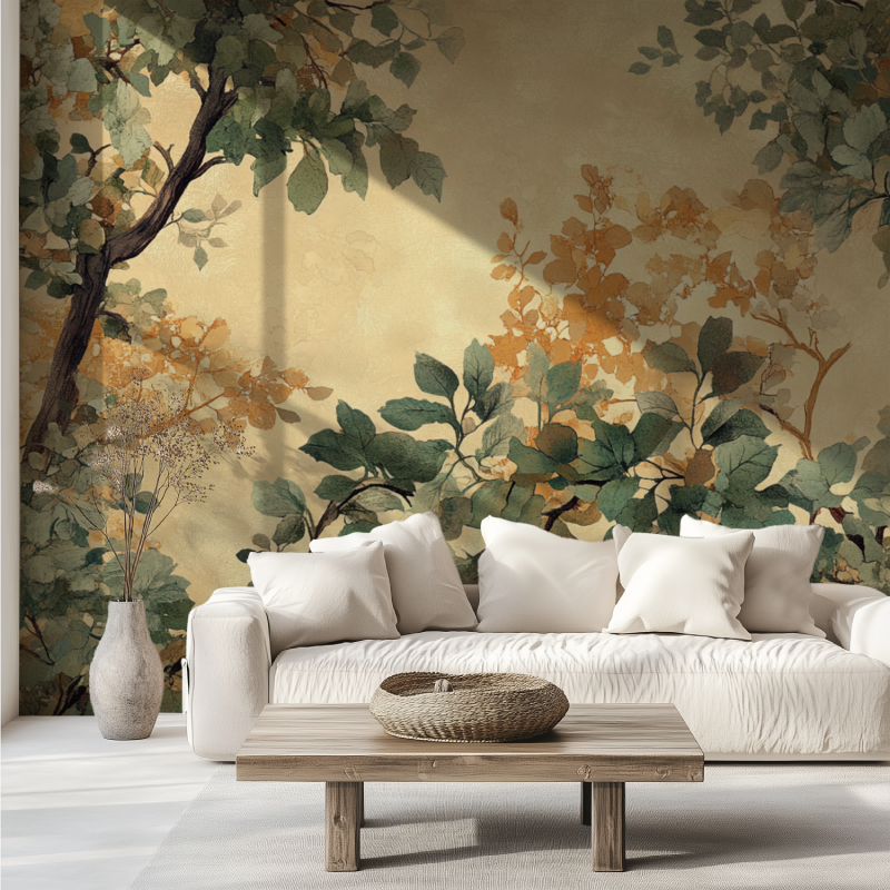 Papier peint arbre chene canape tendance