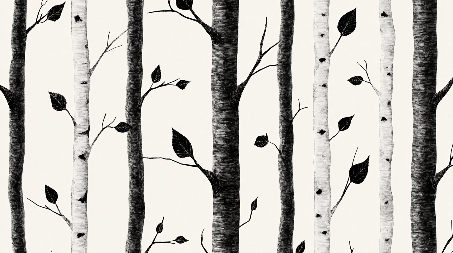 Papier Peint Arbre Bouleau Noir Et Blanc