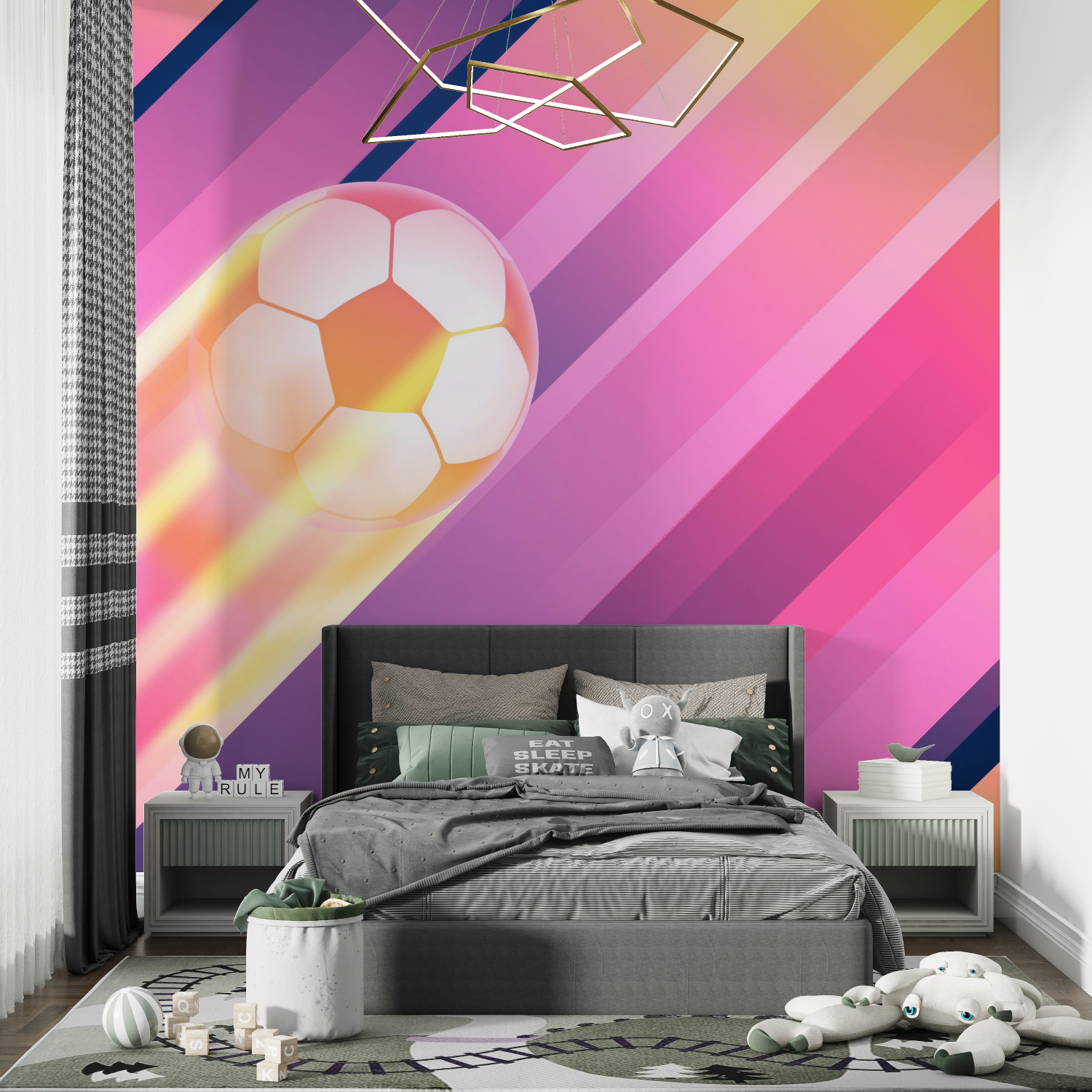 Papier peint fille foot chambre de garcon