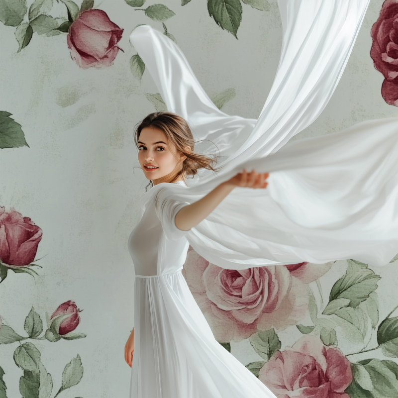 Papier peint fleur rose pale modele