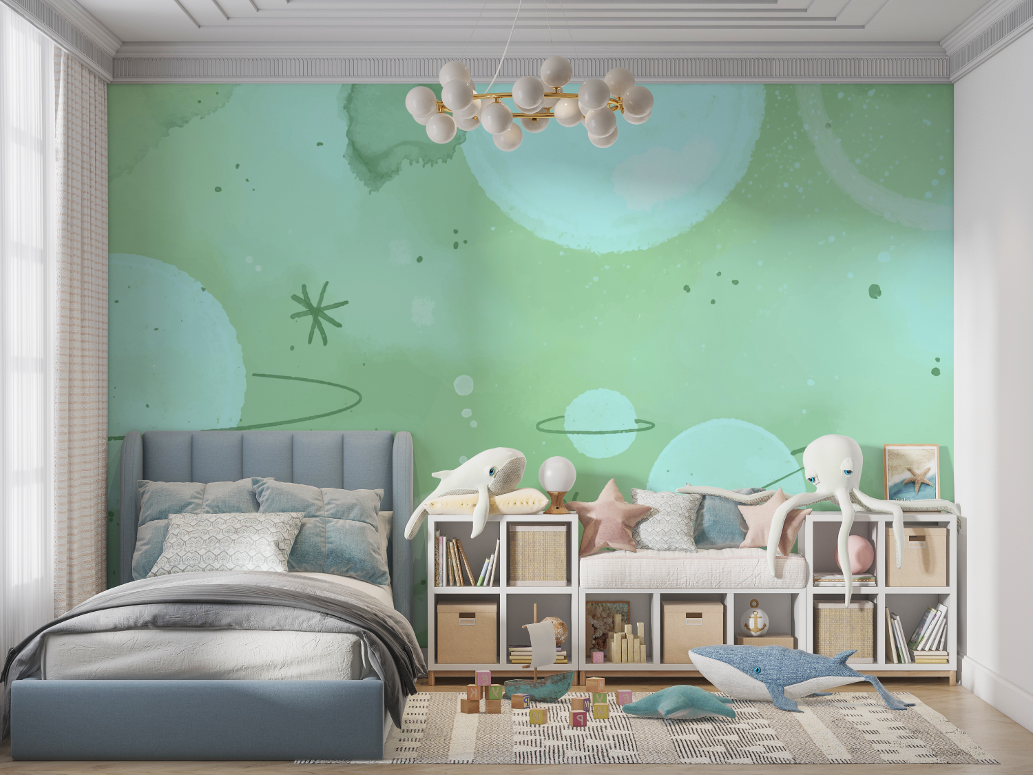 Papier peint espace planetes enfants panoramique garcon