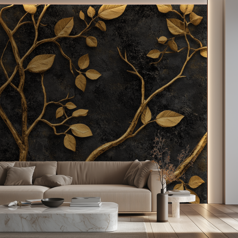 Papier peint arbre luxe canape neon