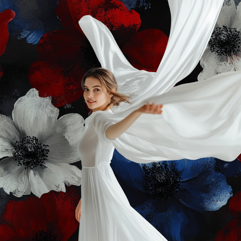 Papier peint fleur fond noir modele