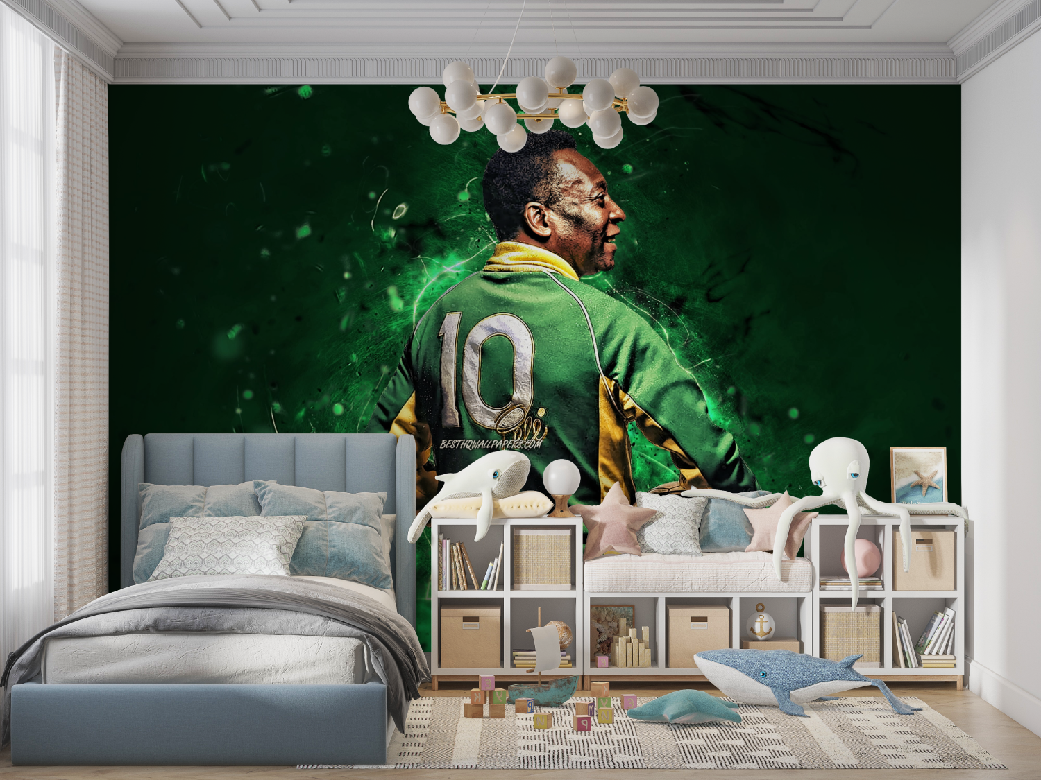 Papier peint foot vestiaire panoramique garcon