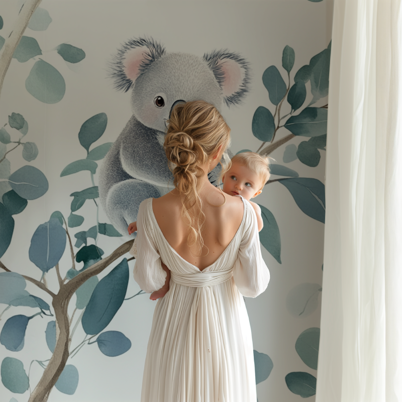 Papier peint koala et ciel nacre bb123