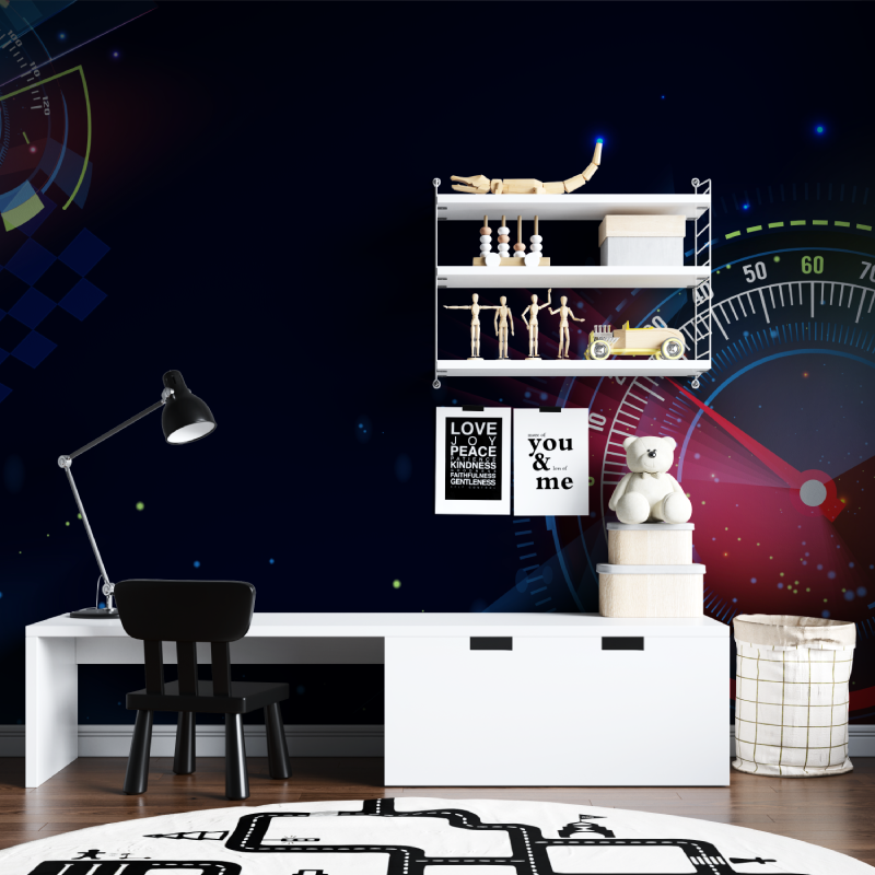 Papier peint 3d tableau bord voiture tapisserie chambre ados