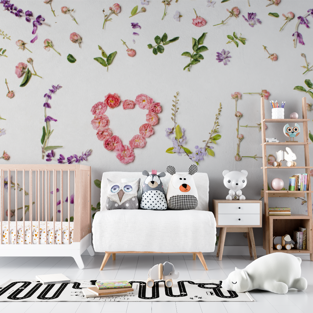 Papier peint Floral love pour bébé