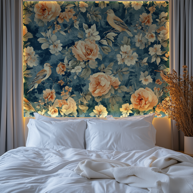 Papier peint vintage oiseaux et fleurs chambre premium