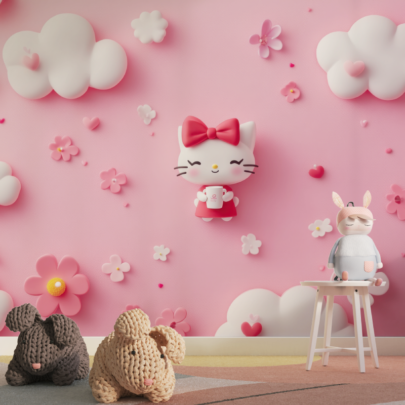 Papier peint hello kitty 3d tapisserie pour fille