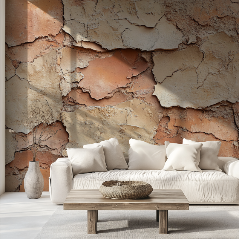 Papier peint trompe loeil parement canape tendance