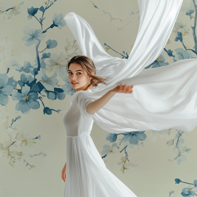 Papier peint fleur japonais bkeu modele