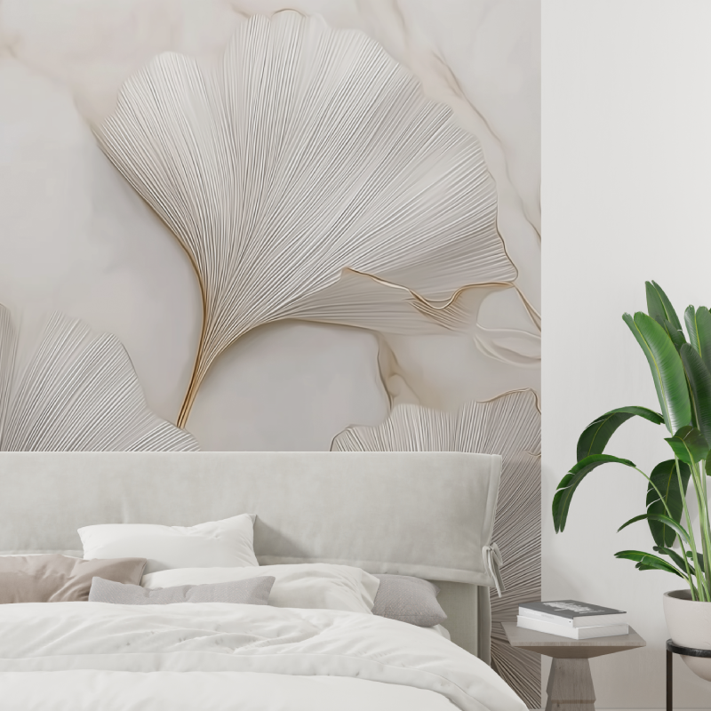 White and gold gingko trending ...lpaper tapisserie tendance