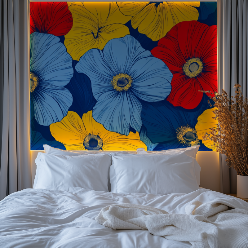 Papier peint fleur pop chambre tendanc