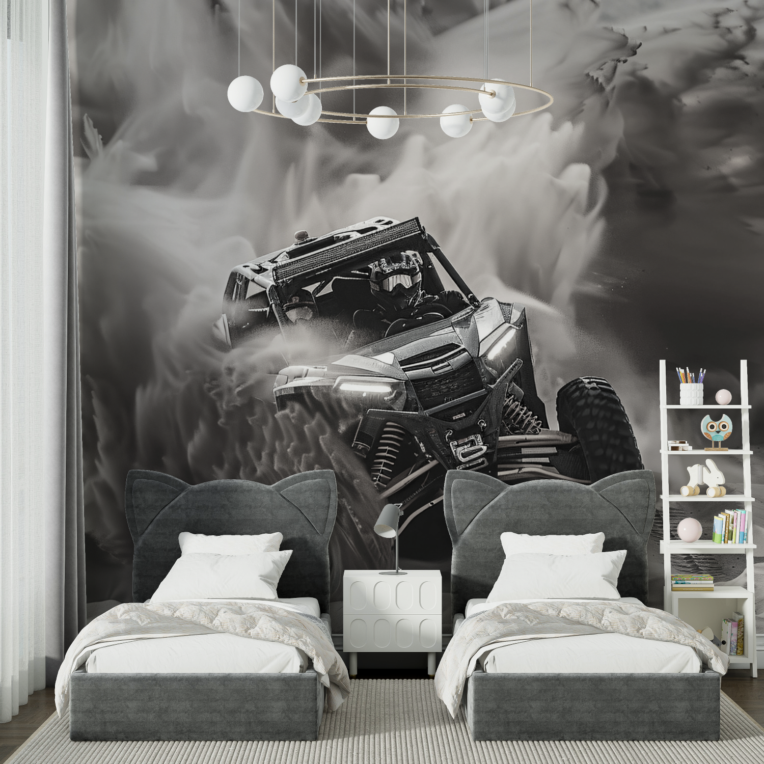 Papier peint avec voiture de rally chambre spiderman