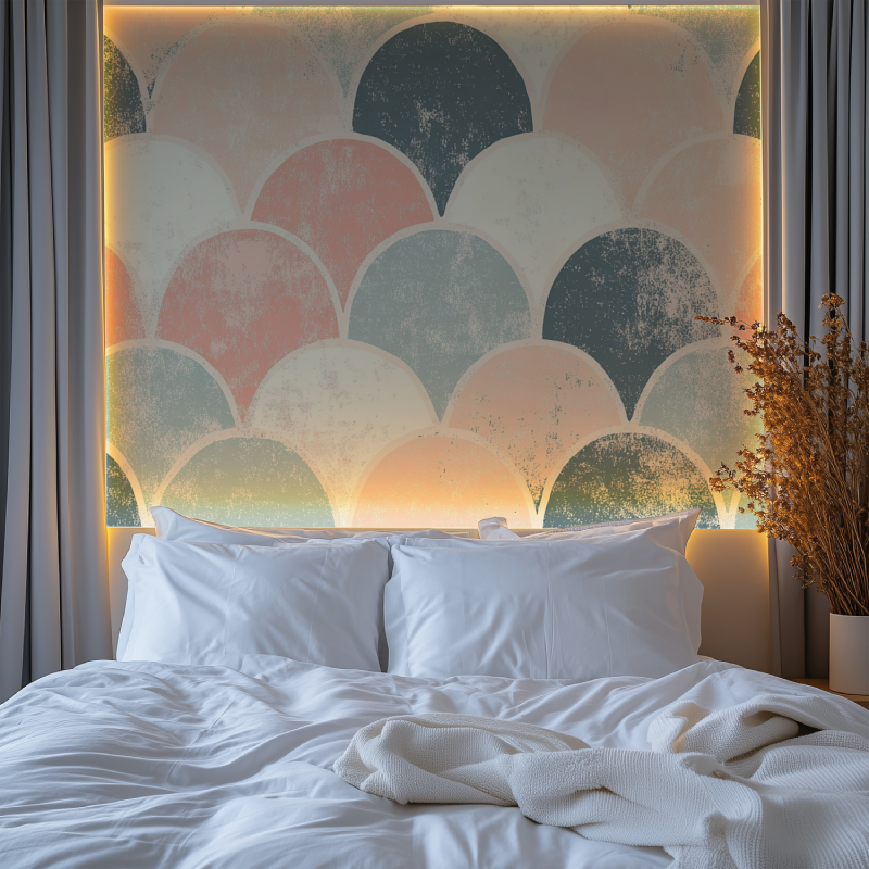 Papier peint vintage losanges chambre premium