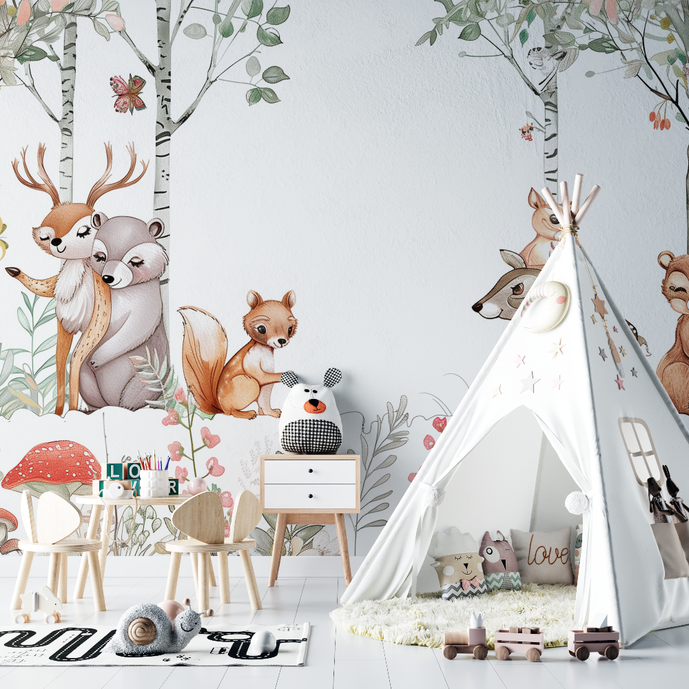Papier peint foret enchante bebe chambre bebe