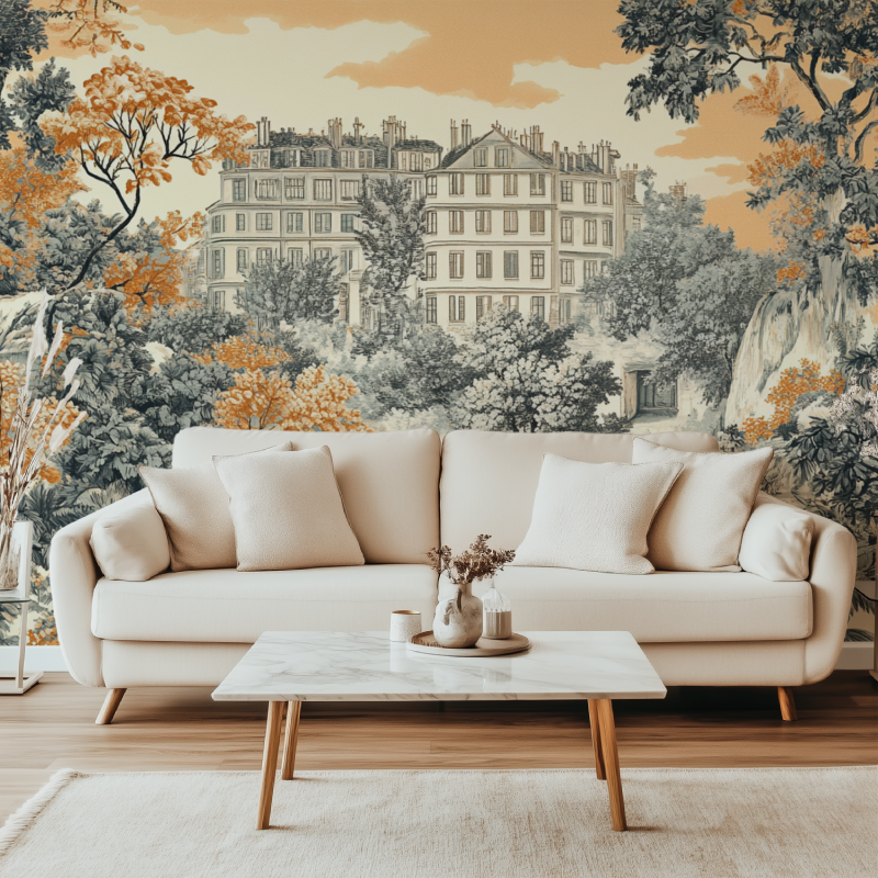 Papier peint vintage lyon canape simple