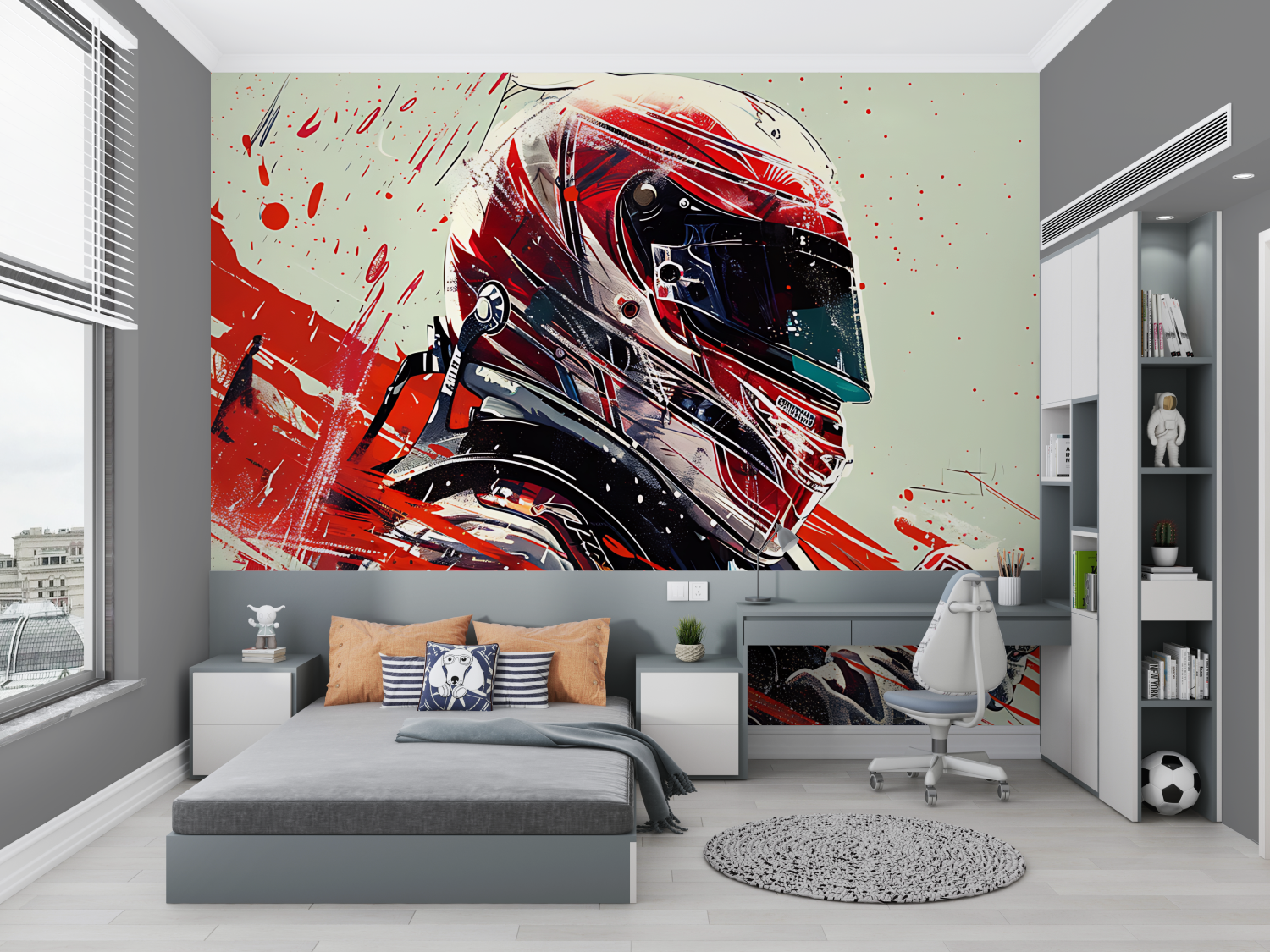 Papier peint moto de course enfants chambre petit