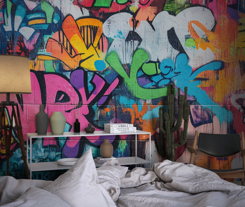 Papier peint musique graffiti chambre dado1
