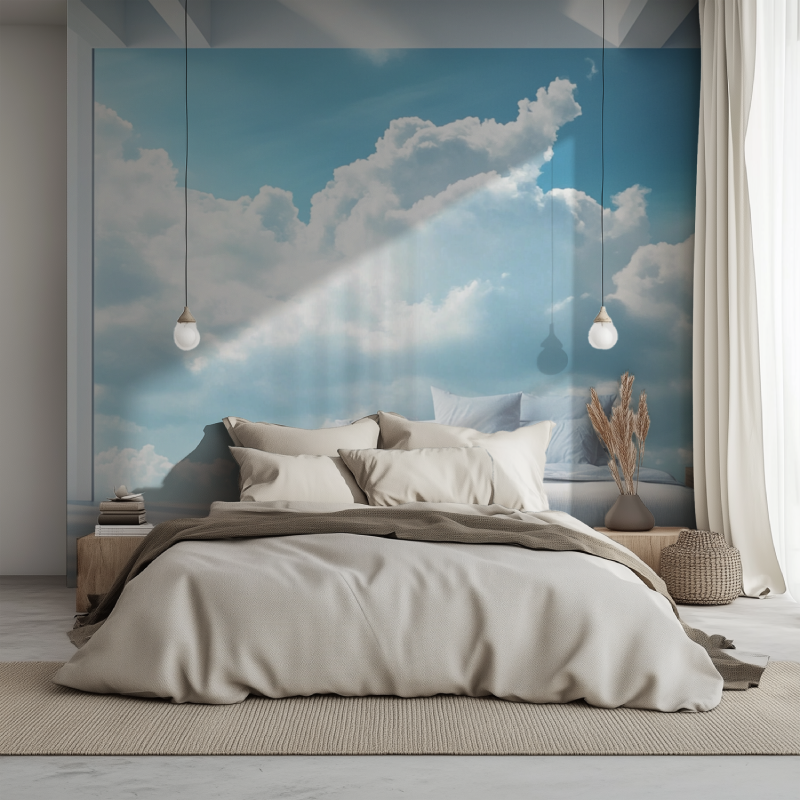 Papier peint plafond trompe loeil lit 1234