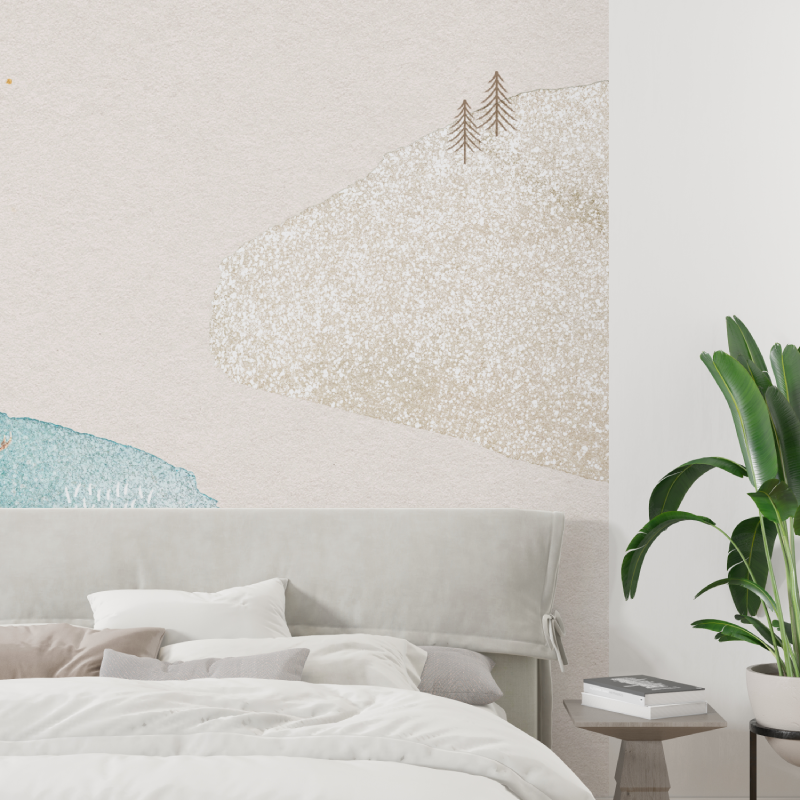 Papier peint aquarelle biches tapisserie tendance