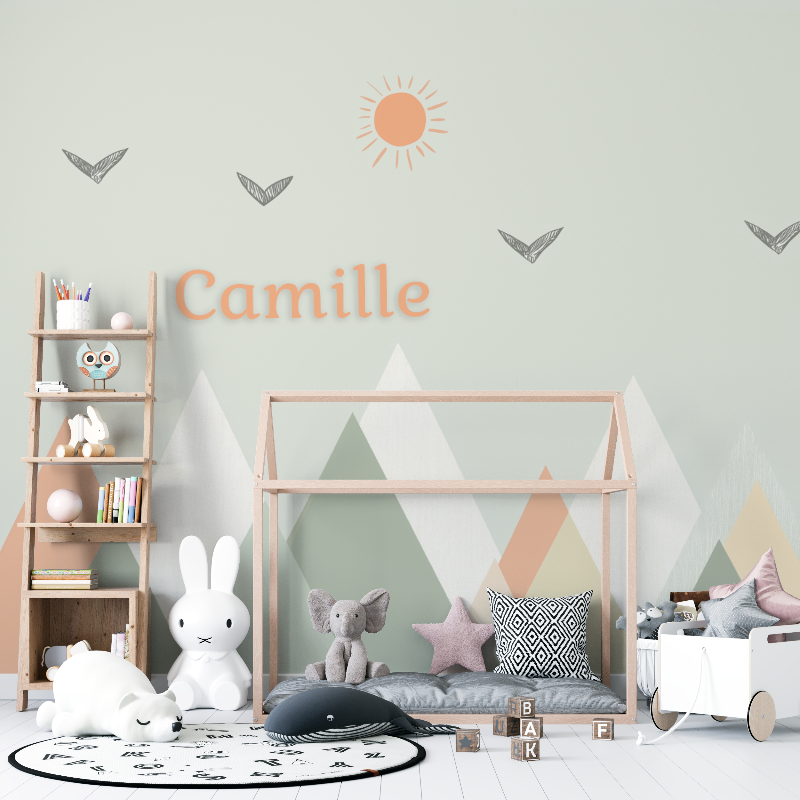 Papier peint prenom scandinave vert 12