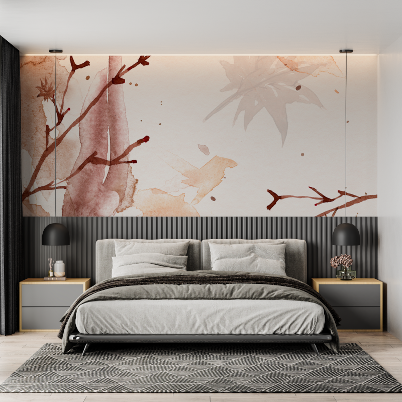 Papier peint aquarelle tendance salon mural adulte