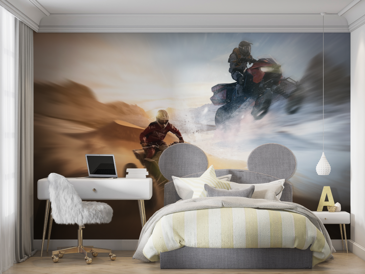 Papier peint garcon moto quad mur chambre panoramique