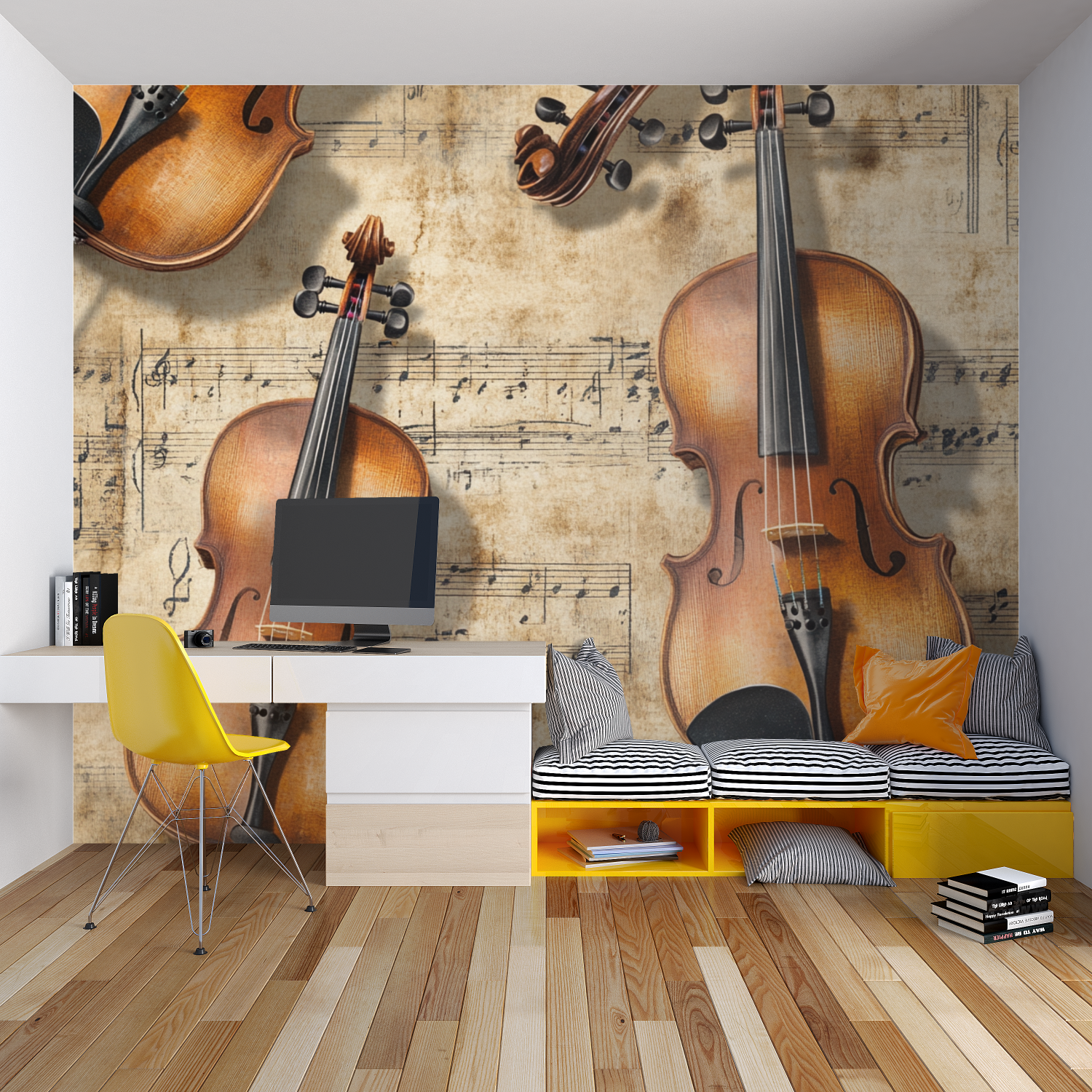 Papier peint musique classique chambre garcon lit