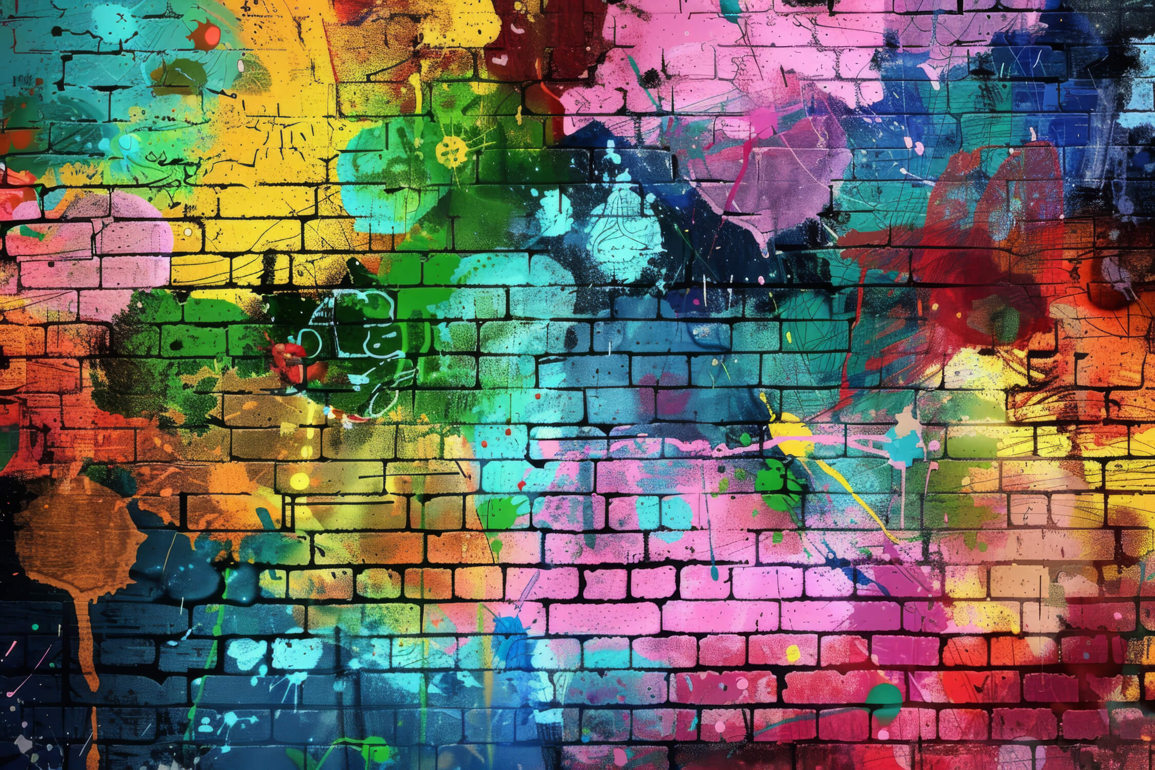 Papier peint garçon mur de briques grafiti