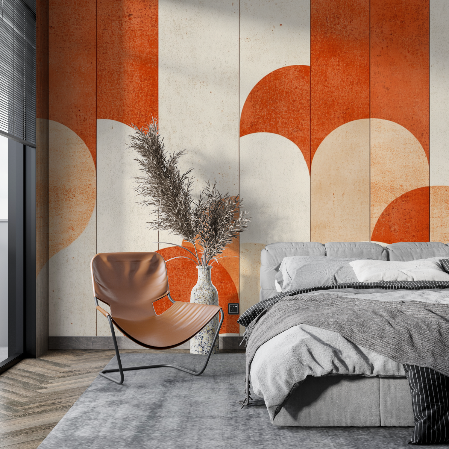 Papier peint terracotta esprit scandinave tapisserie pano