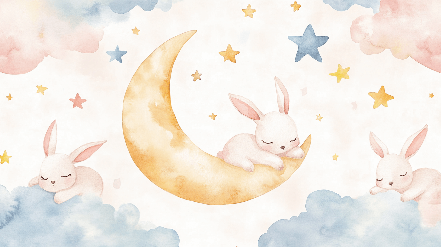 Papier Peint Animaux Lapin Et Lune Endormie