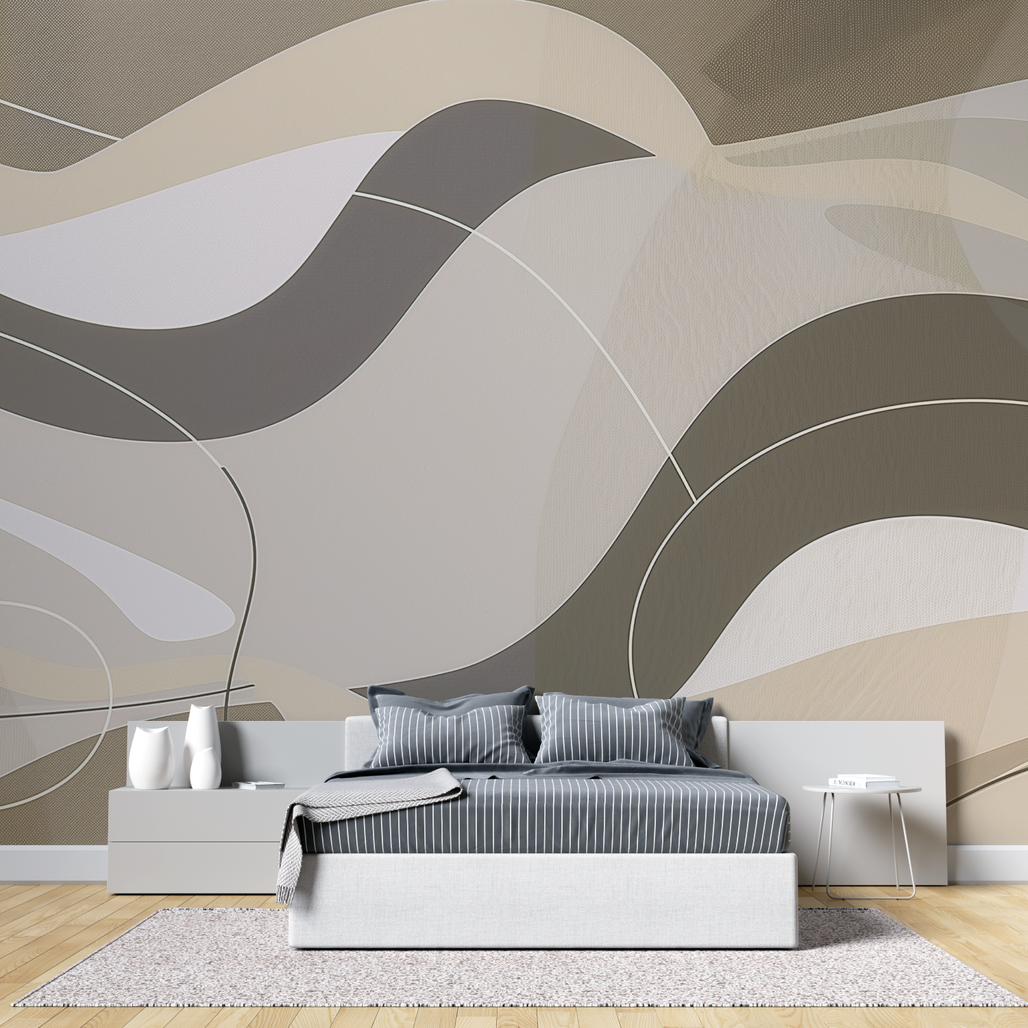 Papier peint panoramique lignes abstraites tete de lit