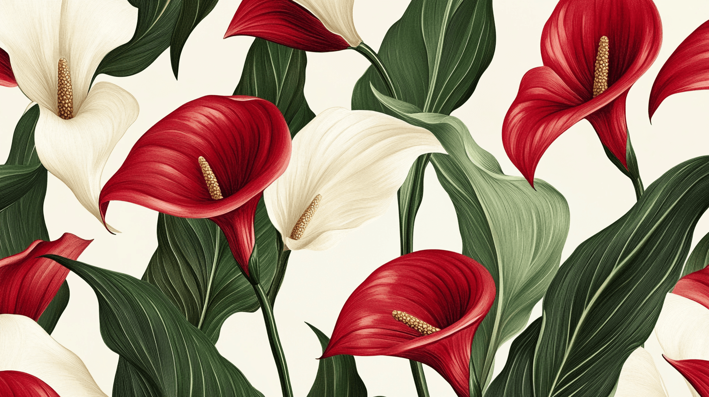 Papier Peint Fleur Calla Rouge