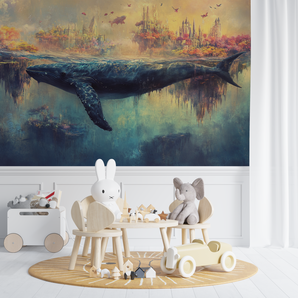 Papier peint baleine monde sous marin chambre de bebe