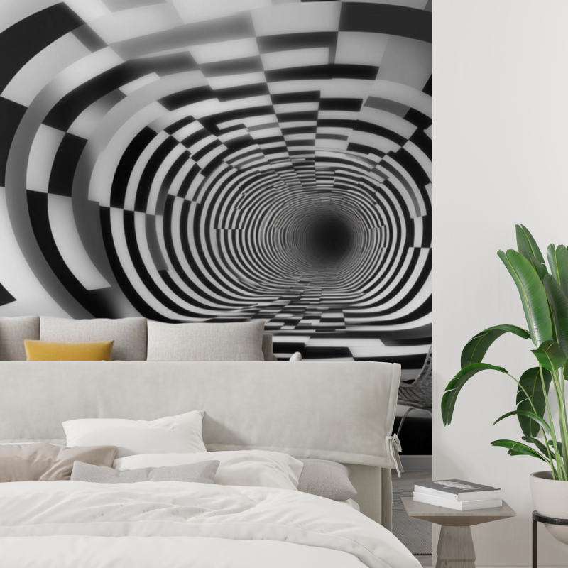 Papier peint trompe loeil couloir tapisserie tendance