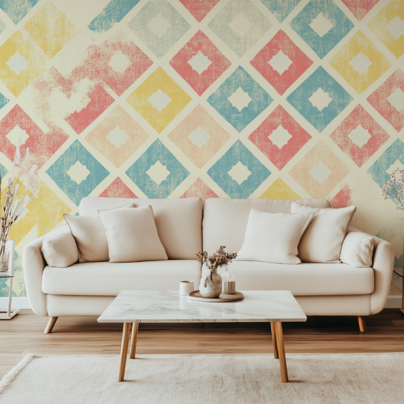 Papier peint vintage style annee 50 canape simple