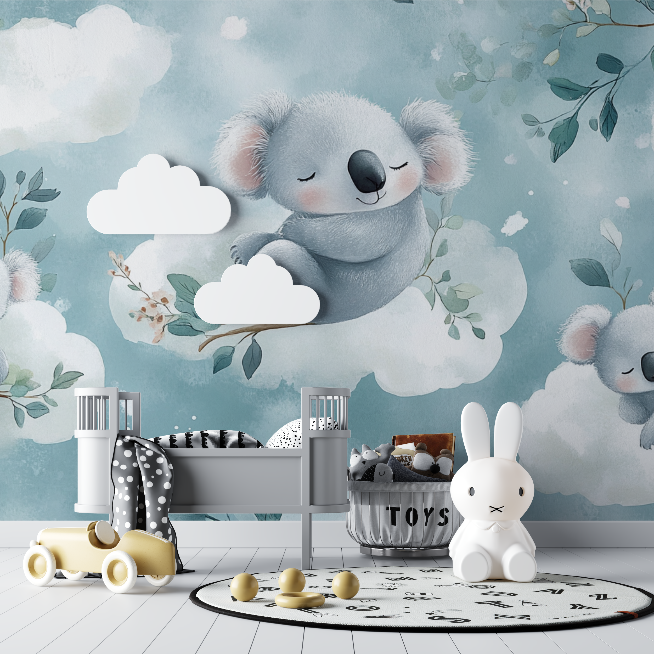 Papier peint koala dans les nuages bebe tipi