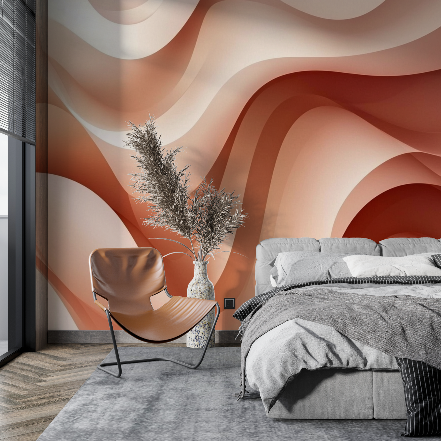 Papier peint terracotta motifs tendance tapisserie pano