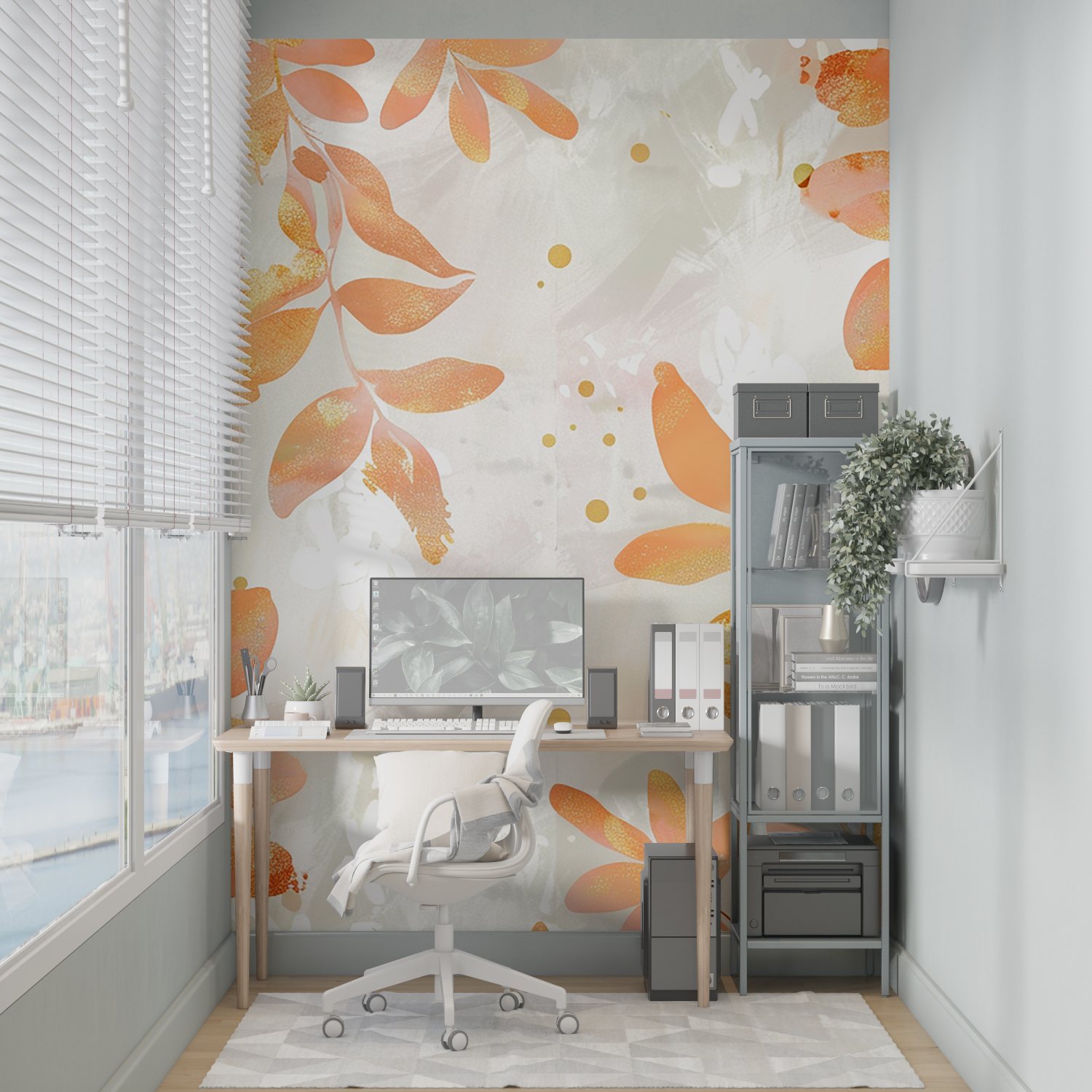 Papier Peint Rose Orange Doré - merlin leroy